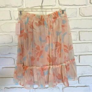 NWT Women’s Lauren Conrad LC Skirt Size Small Peach Floral Elastic Waist- Cute